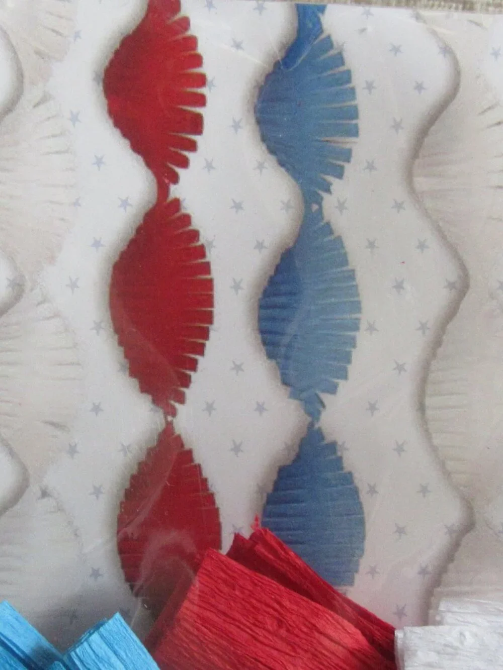 Vintage 4th of July decoration; Fringe crepe paper streamers & decorative ribbon